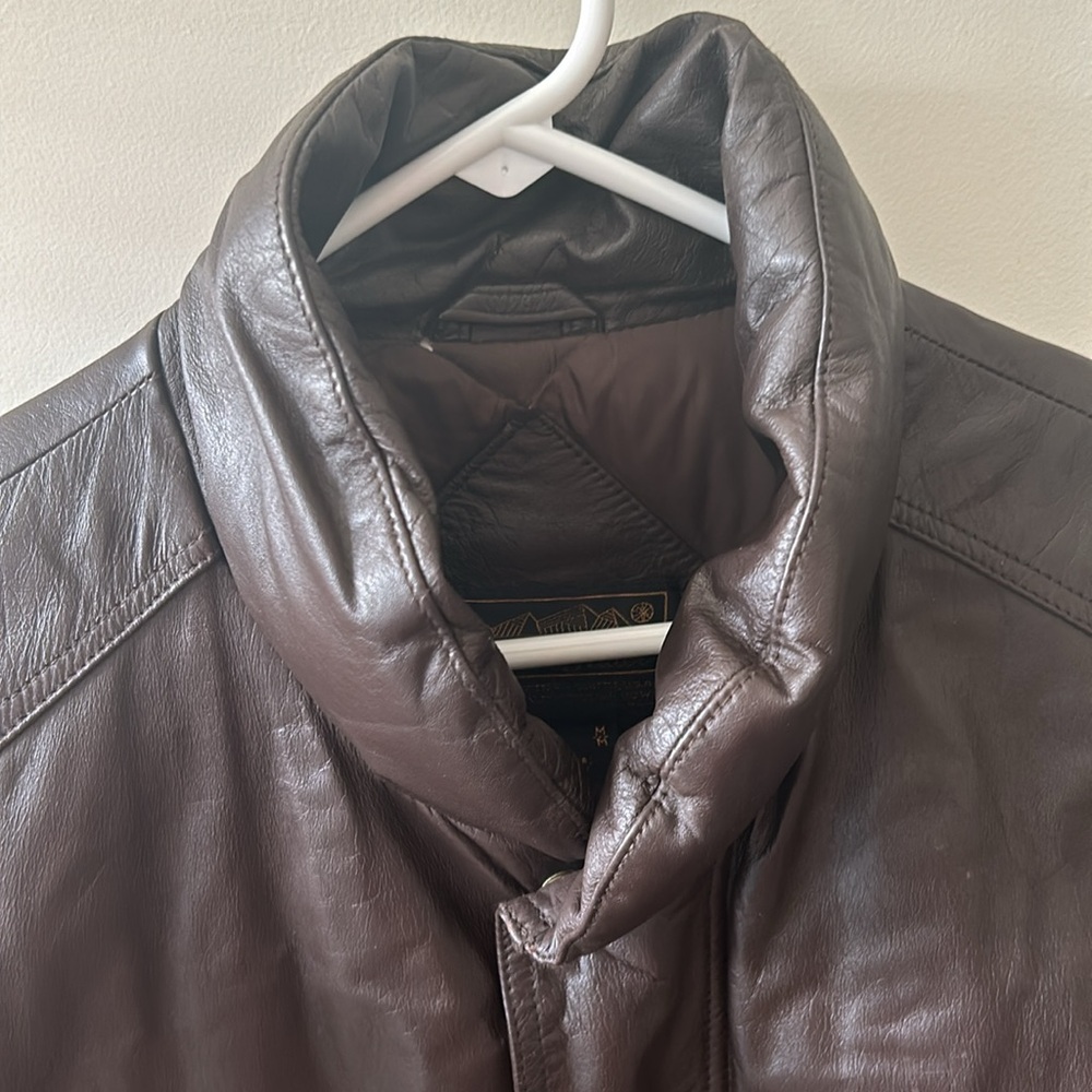 Eddie Bauer premium quality, goose town, brown genuine leather vintage vest RARE - Picture 2 of 9